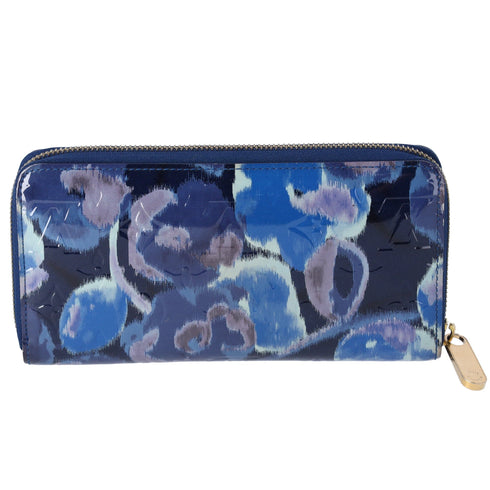 Louis Vuitton Zippy Wallet M90018 Grand Blue Patent Leather Floral Louis Vuitton Wallets