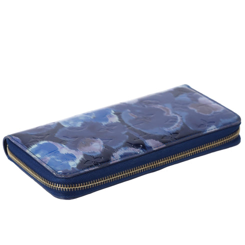Louis Vuitton Zippy Wallet M90018 Grand Blue Patent Leather Floral Louis Vuitton Wallets