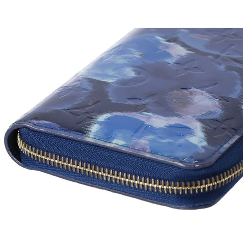 Louis Vuitton Zippy Wallet M90018 Grand Blue Patent Leather Floral Louis Vuitton Wallets