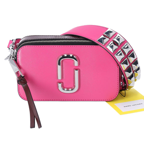 Marc Jacobs The Snapshot Shoulder Bag Studded Saffiano Leather Magenta Pink Marc Jacobs Handbags