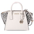 Michael Kors Avril Small Leather Cheetah Print Calf Hair Satchel Light Cream Michael Kors Handbags