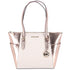 Michael Kors Charlotte Large Signature Logo Metallic Top Zip Tote Bag Rose Gold Michael Kors Handbags