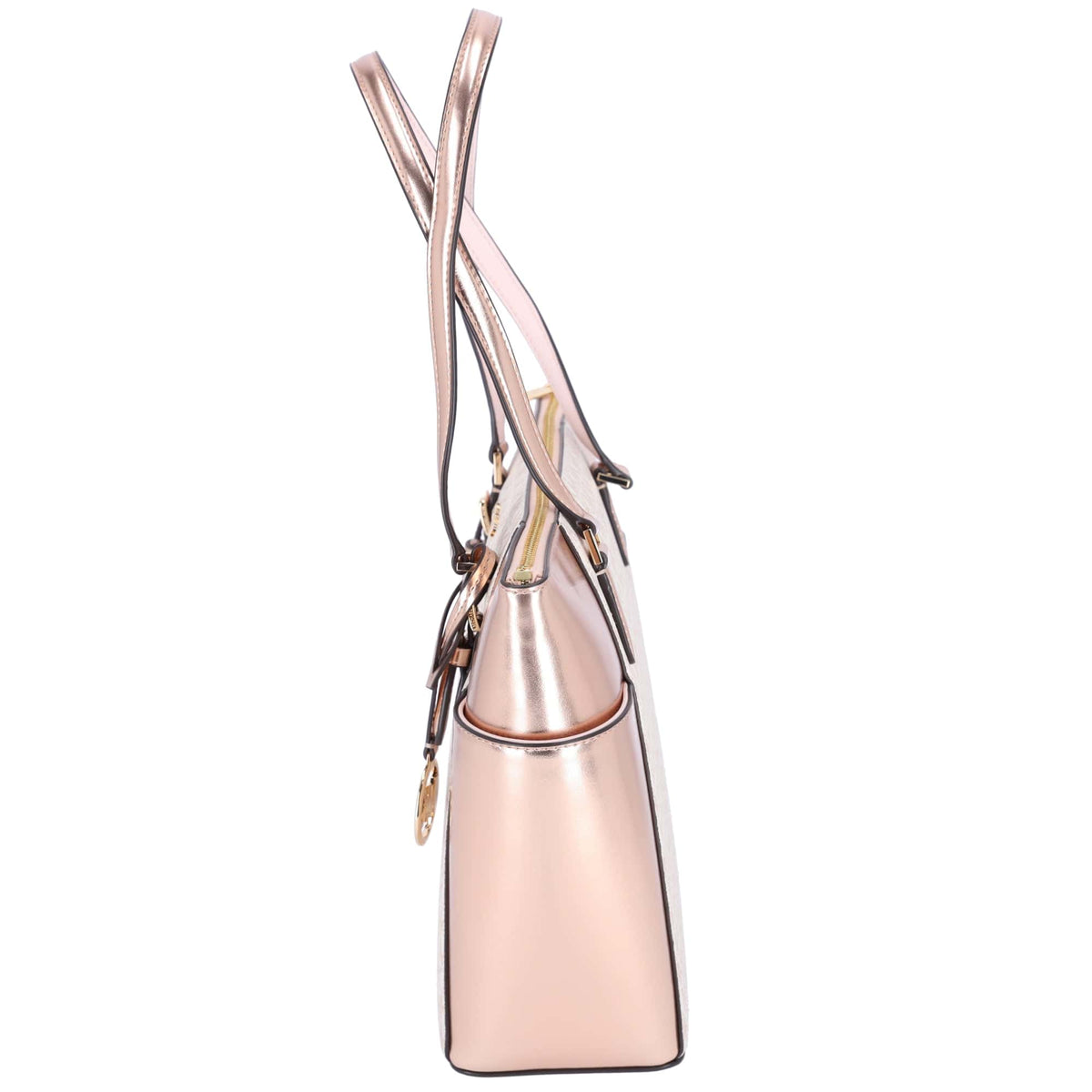 Michael Kors Charlotte Large Signature Logo Metallic Top Zip Michael Kors Charlotte Large Signature Logo Metallic Top Zip
