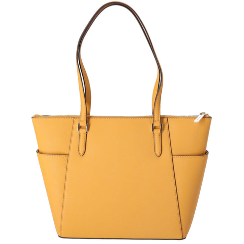 Michael Kors Charlotte Large Top Zip Leather Tote Golden Rod Yellow Michael Kors Handbags