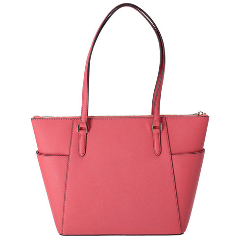 Michael Kors Charlotte Large Top Zip Leather Tote Light Berry Sorbet Pink Michael Kors Handbags