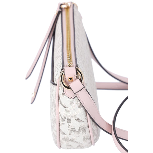 Michael Kors Dover Small Half Moon Crossbody Vanilla Pink Powder Blush Multi Michael Kors Handbags