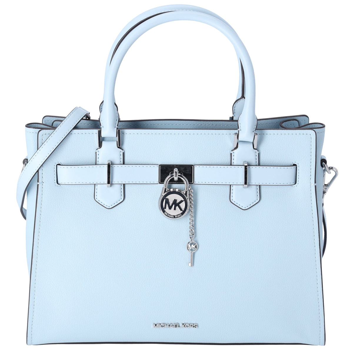 Michael Kors Hamilton Medium Leather Satchel Crossbody Bag Vista Blue Gaby s Bags