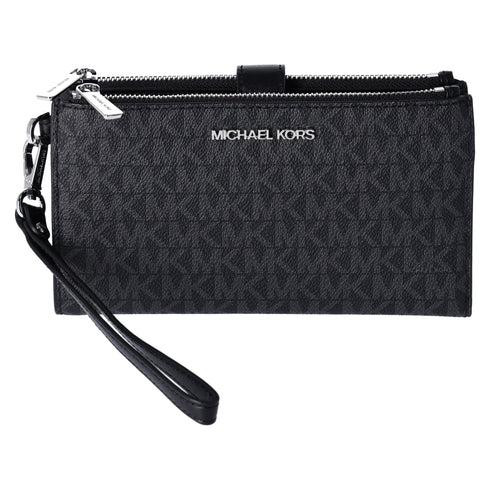 Michael Kors Jet Set Double Zip Wristlet Phone Wallet Black Michael Kors Wallets