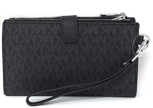 Michael Kors Jet Set Double Zip Wristlet Phone Wallet Black Michael Kors Wallets