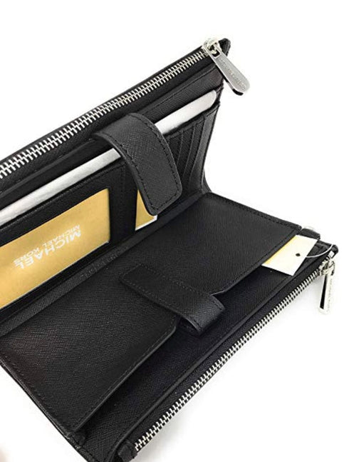 Michael Kors Jet Set Double Zip Wristlet Phone Wallet Black Michael Kors Wallets