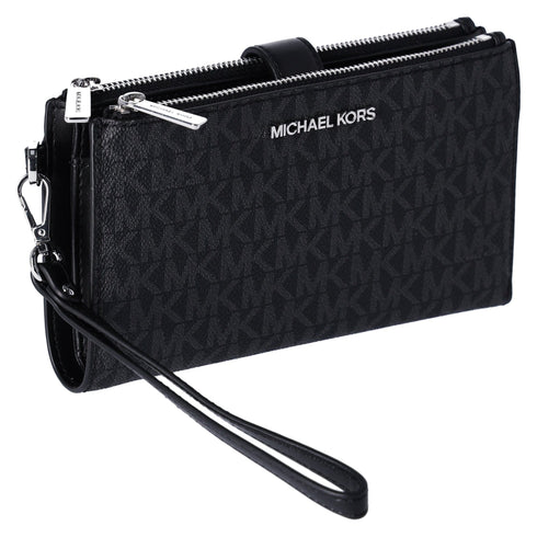 Michael Kors Jet Set Double Zip Wristlet Phone Wallet Black Michael Kors Wallets