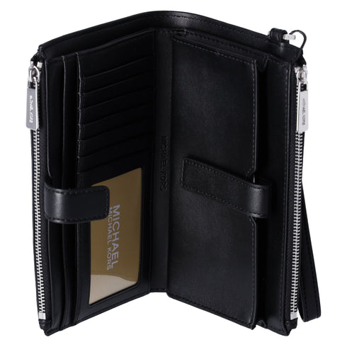 Michael Kors Jet Set Double Zip Wristlet Phone Wallet Black Michael Kors Wallets