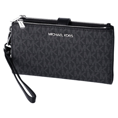 Michael Kors Jet Set Double Zip Wristlet Phone Wallet Black Michael Kors Wallets