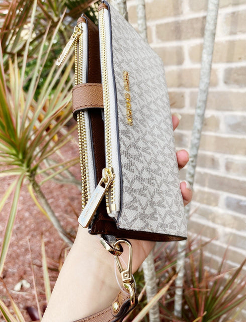 Michael Kors Jet Set Double Zip Wristlet Phone Wallet Vanilla MK Michael Kors Wallets