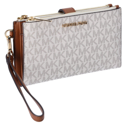 Michael Kors Jet Set Double Zip Wristlet Phone Wallet Vanilla MK Michael Kors Wallets