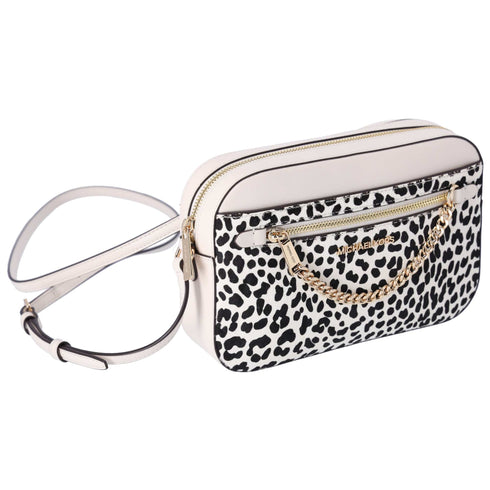 Michael Kors Jet Set East West Chain Crossbody Light Cream Multi Cheetah Michael Kors Handbags