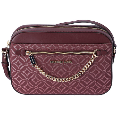Michael Kors Jet Set East West Chain Crossbody Metallic Oxblood Multi Michael Kors Handbags