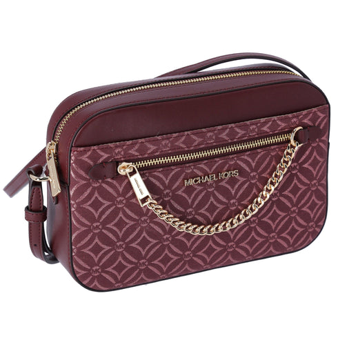 Michael Kors Jet Set East West Chain Crossbody Metallic Oxblood Multi Michael Kors Handbags