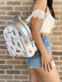 Michael Kors Jet Set Girls Adina Medium Backpack Signature Bright White MK Multi Michael Kors Handbags & Purses