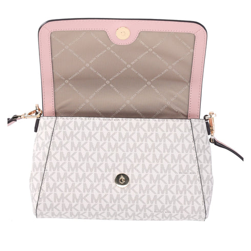 Michael Kors Jet Set MD Convertible Pouchette Crossbody Vanilla MK Pink Metallic Michael Kors Handbags & Purses