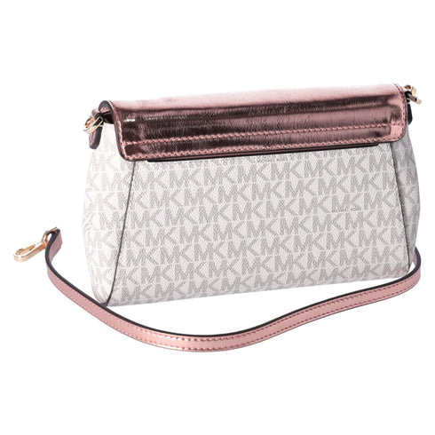 Michael Kors Jet Set MD Convertible Pouchette Crossbody Vanilla MK Pink Metallic Michael Kors Handbags & Purses
