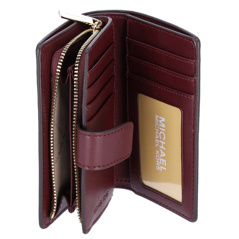 Michael Kors Jet Set Medium Bifold Zip Coin Signature Wallet Oxblood Multi MK Michael Kors Wallets