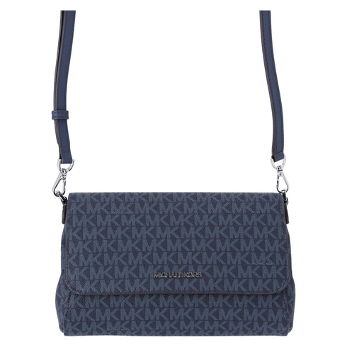 Michael Kors Jet Set Medium Convertible Pouchette Crossbody Navy MK Signature Michael Kors Handbags & Purses