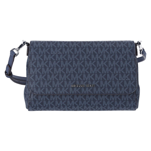 Michael Kors Jet Set Medium Convertible Pouchette Crossbody Navy MK Signature Michael Kors Handbags & Purses