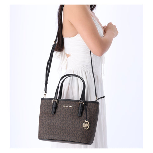 Michael Kors Jet Set Small XS Carryall Convertible Tote Crossbody Brown MK Black Michael Kors Handbags & Purses