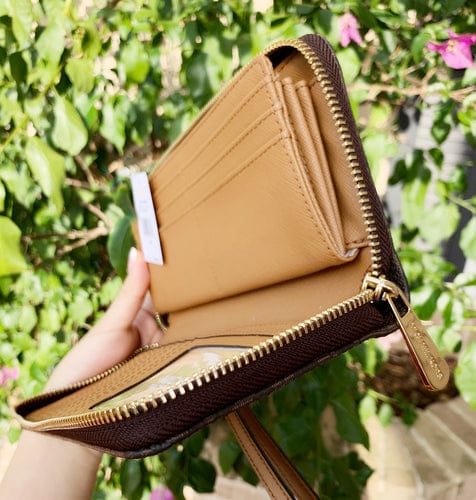 Michael Kors Jet Set Travel Continental Long Wallet Wristlet Brown Michael Kors Wallets