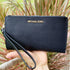 Michael Kors Jet Set Travel Double Zip Wristlet Leather Phone Case Wallet Black Michael Kors Wallets