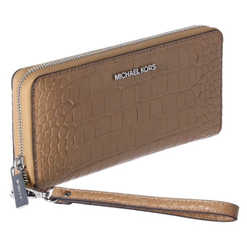 Michael Kors Jet Set Travel Large Continental Wallet Embossed Camel Michael Kors Wallets