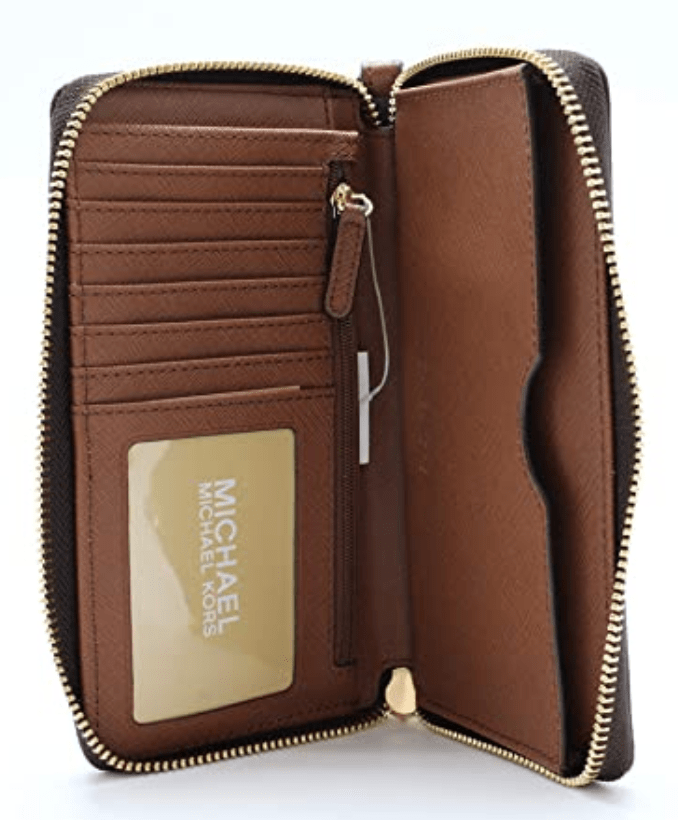 New Michael Kors Jet Set Travel Large Flat phone case wallet Brown