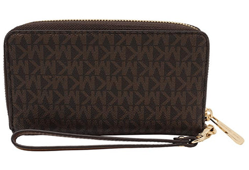 Michael Kors Jet Set Travel Large Flat Multifunction Phone Case Wallet Brown Michael Kors Wallets