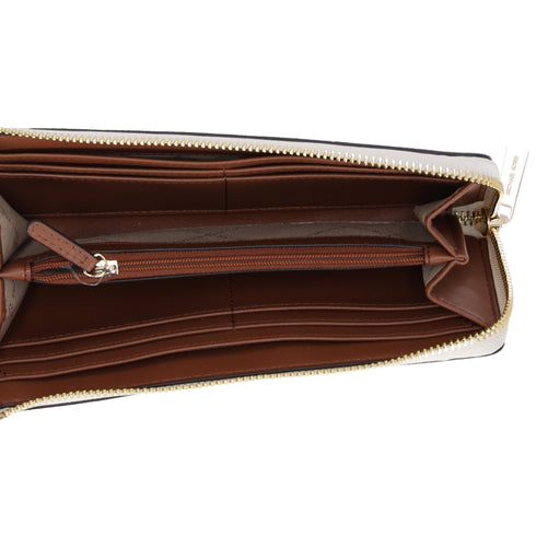 Michael Kors Jet Set Travel Large Logo Quarter Zip wallet Vanilla MK Signature Michael Kors Wallets