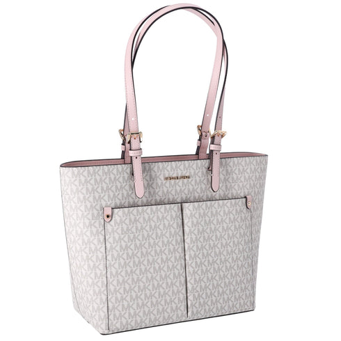 Michael Kors Jet Set Travel Medium Double Pocket Tote Vanilla MK Blush Pink Michael Kors Handbags & Purses