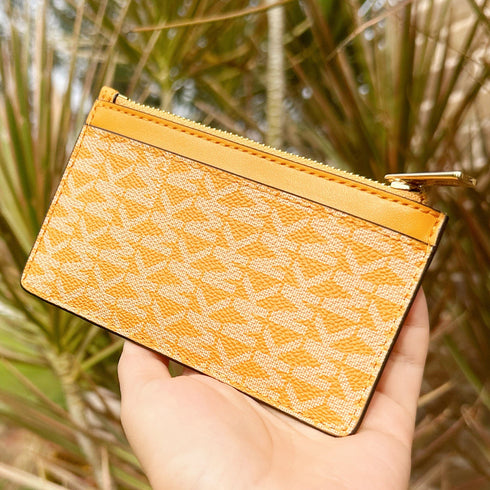 Michael Kors Jet Set Travel Medium Top Zip Card Case Wallet Honeycomb Coin Pouch Michael Kors Wallets