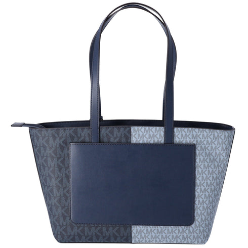 Michael Kors Jet Set Travel Medium Top Zip Tote Navy Multi MK Signature Michael Kors Handbags