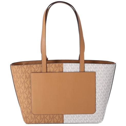 Michael Kors Jet Set Travel Medium Zip Top Tote Deer Multi Vanilla MK Signature Michael Kors Handbags