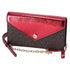 Michael Kors Jet Set Travel Small Signature Clutch Crossbody Brown Crimson Red Michael Kors Handbags & Purses