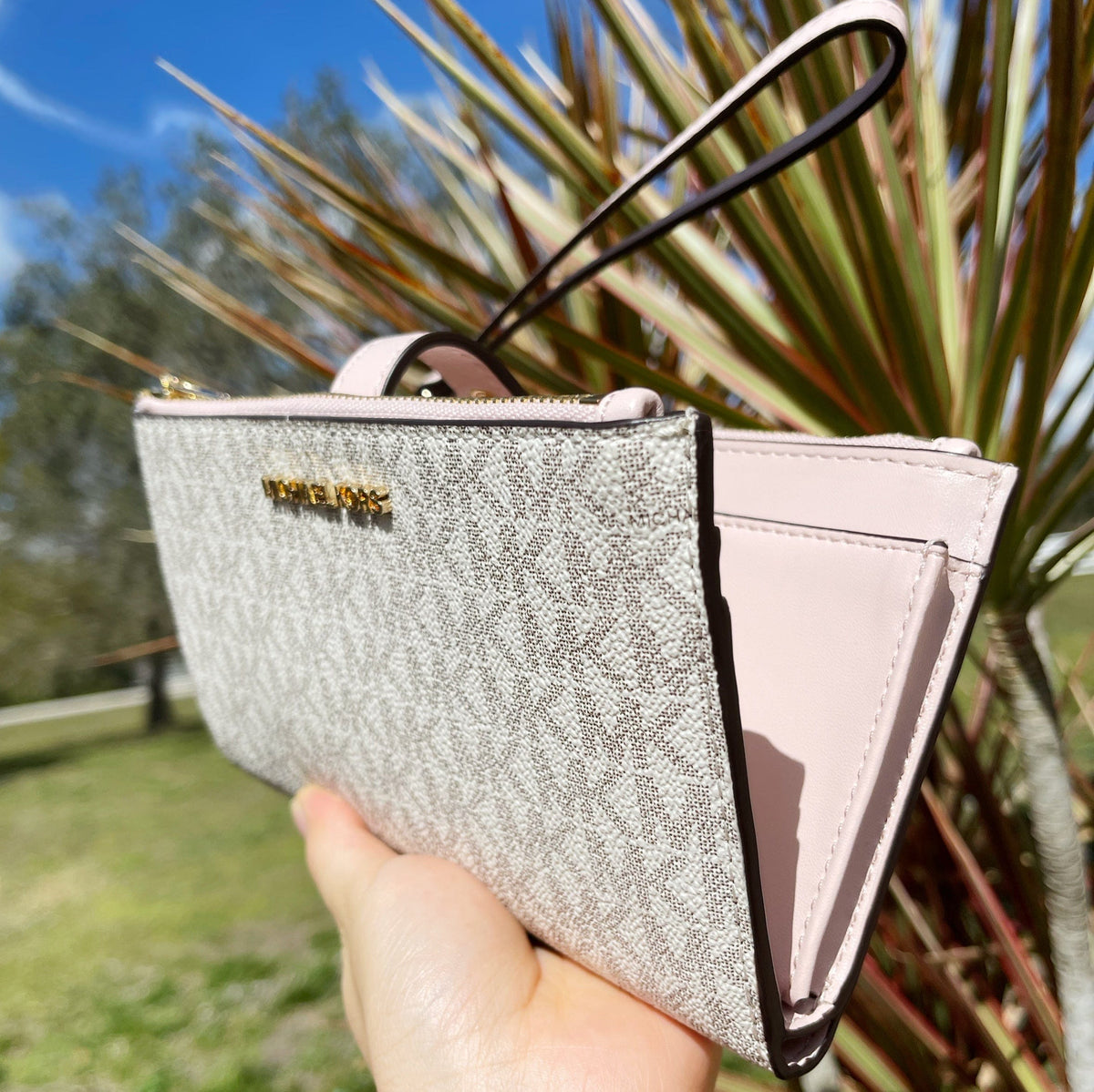 Michael Kors shops Double Zip Wallet With Wristlet powder blush