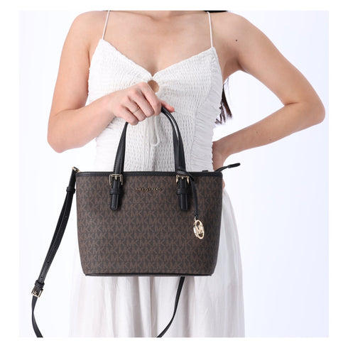 Michael Kors JetSet Small XS Carryall Convertible ToteCrossbody BrownMKBlack Michael Kors Handbags & Purses