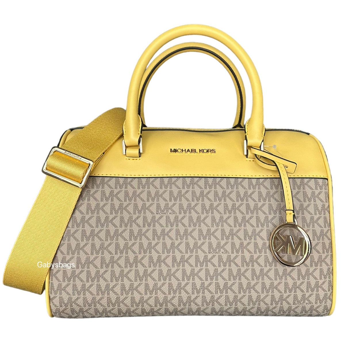 Michael kors yellow and brown outlet bag