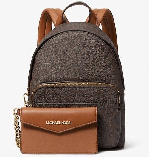 Michael Kors Maisie Xs 2 in 1 Backpack + Pouch Brown Logo Mk Signature