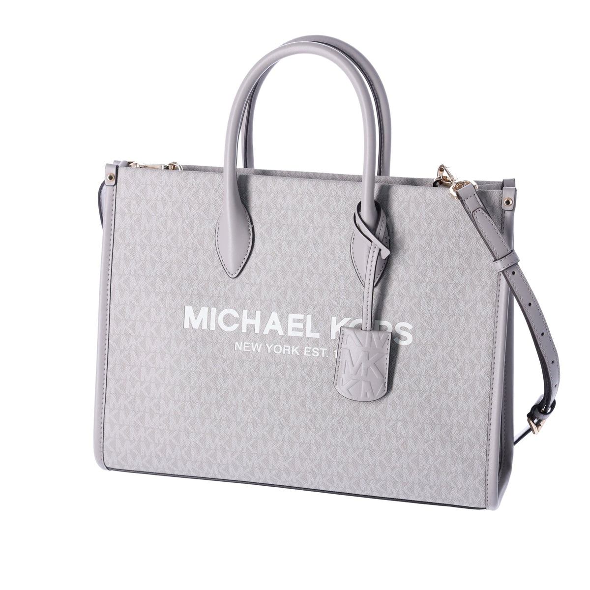 Michael Kors Mirella East West Medium Tote Pearl Grey MK Signature