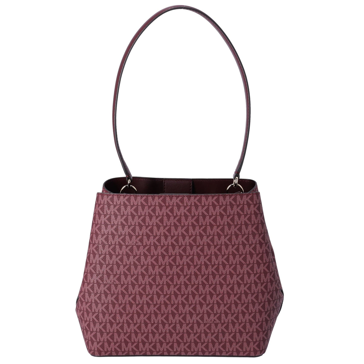 Michael Kors Pratt Medium MK Logo Bucket Shoulder Bag Oxblood