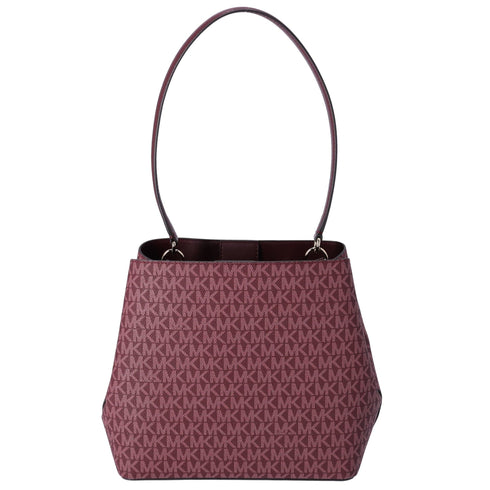 Michael Kors Pratt Medium MK Logo Bucket Shoulder Bag Oxblood Multi Metallic Michael Kors Handbags