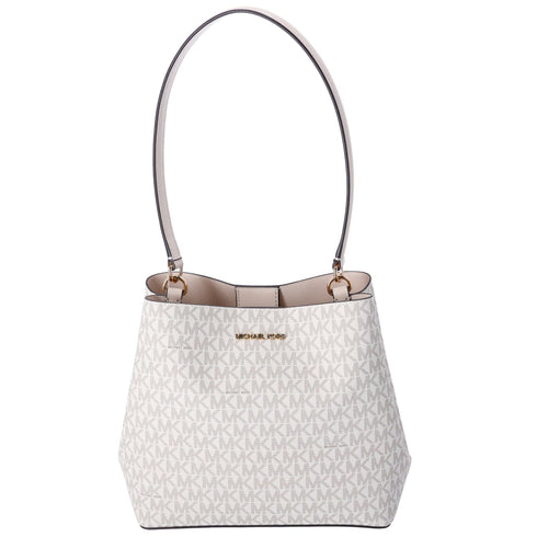 Michael Kors Pratt Medium Shoulder Bucket Bag Signature Logo Light Cream MK Michael Kors Handbags