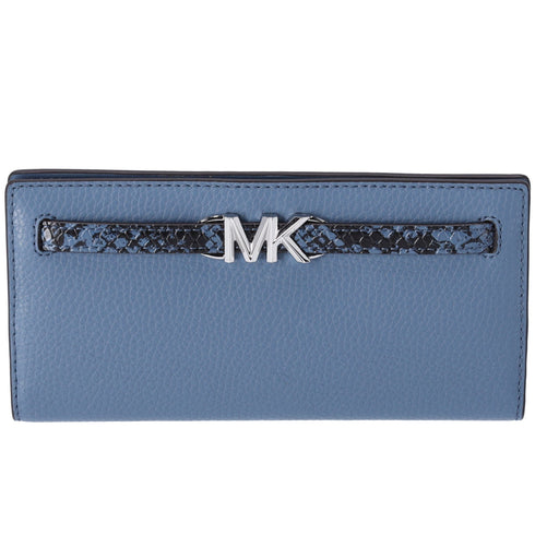 Michael Kors Reed Large Bifold Wallet Denim Blue Leather Exotic Multi Michael Kors Handbags
