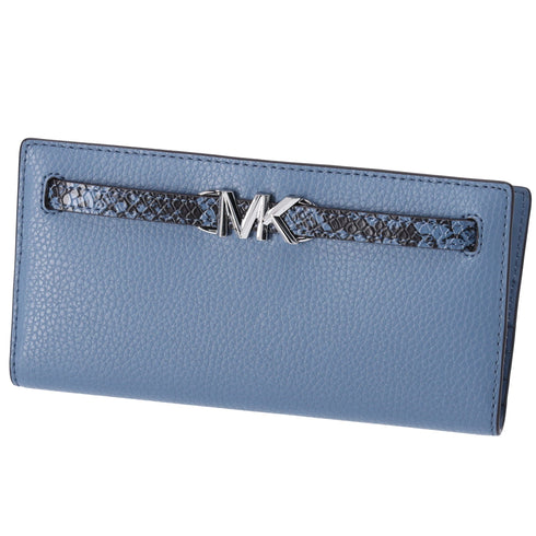 Michael Kors Reed Large Bifold Wallet Denim Blue Leather Exotic Multi Michael Kors Handbags